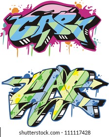 Graffito text design - cap. Color vector illustration.