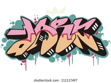 Graffito text design - dark. Color vector illustration.