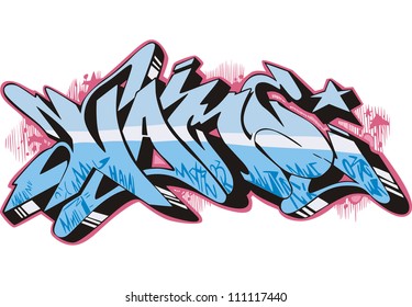 Graffito text design - name. Color vector illustration.