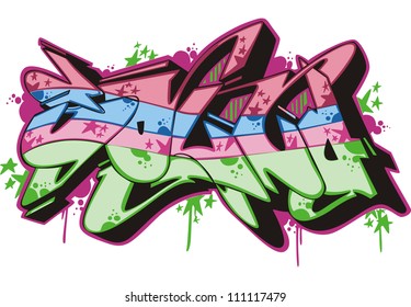Graffito text design - sound. Color vector illustration.