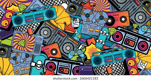 Graffitti Vector Music Pattern Background Wallpaper