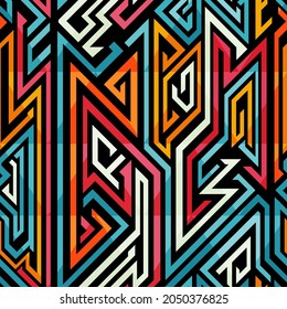 Graffity Geometric Seamless Pattern. (eps 10 Vector File)