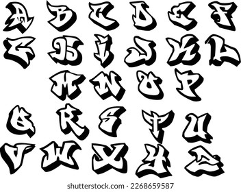 Graffity grunge font vector alphabet