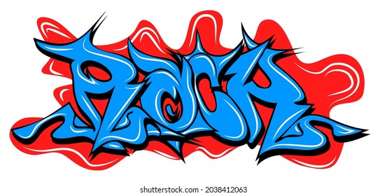 Graffity with rock text layered eps10 vector illustration isolated on white background.