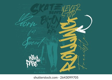 graffity slogan sakateTee, skatista real, Skater arte tees, t camisa gráficos impressão vetor ilustração design, Skate placa lettering, Tipografia urbana hipster rua arte para tees.eps8