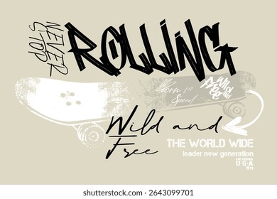 graffity slogan sakateTee, Skater arte tees, skatista real, t camisa gráficos impressão vetor ilustração design, Skate placa lettering, Tipografia urbana hipster rua arte para tees gráficos.eps8