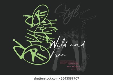 graffity sloganTee arte, skatista, Skater arte tees, t-shirt gráficos impressão vetor ilustração design, Skate placa lettering, Tipografia urbana hipster rua arte para tees gráficos.eps8