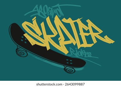 graffity sloganTee art, t shirt gráficos impressão vetor ilustração design, Skate carta, Skater arte tees, Tipografia urbana hipster rua arte para gráfico t- shirt.eps8