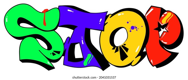 Graffity with stop word layered eps10 vector illustration isolated on white background.