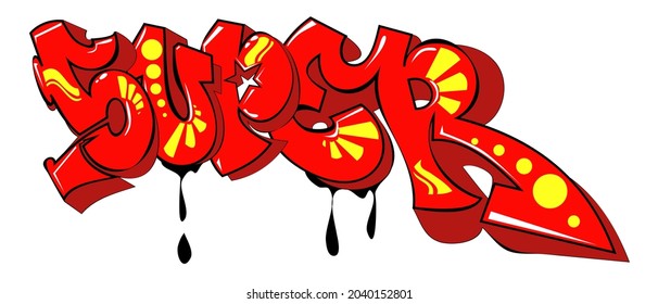 Graffity con una ilustración de vector de súper texto en capas10 aislada en fondo blanco.