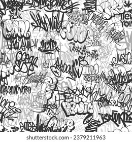 Graffity wall tags seamless pattern, graffiti street art.