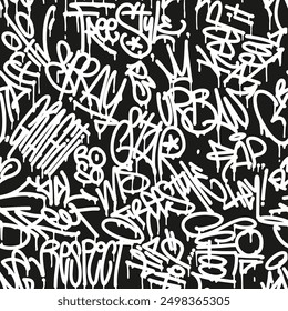 Graffity wall tags seamless pattern, graffiti street art.