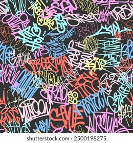 Graffity wall tags seamless pattern, graffiti street art.