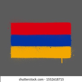 graffti Armenia flag sprayed over gray