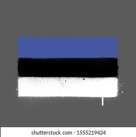 graffti Estonia flag sprayed over gray