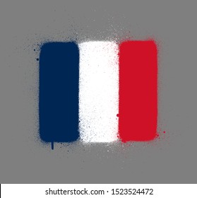 graffti french flag sprayed over grey