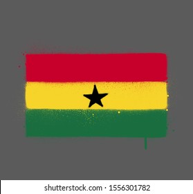 graffti Ghana flag sprayed over gray