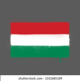 graffti Hungary flag sprayed over gray