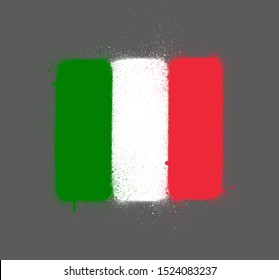 graffti Italy flag sprayed over gray