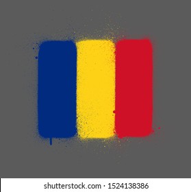 graffti Romania flag sprayed over gray