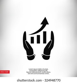 grafhic with hand icon