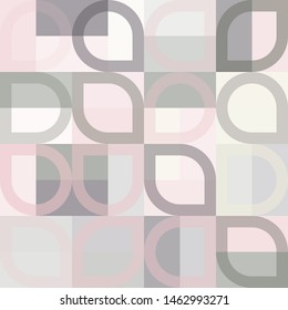 Grafic pattern with abstract geometric shapes. Differen shades of grey and pink color. Vector illustration