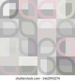 Grafic pattern with abstract geometric shapes. Differen shades of grey and pink color. Vector illustration