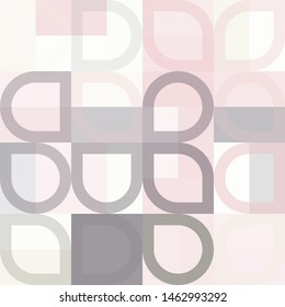 Grafic pattern with abstract geometric shapes. Differen shades of grey and pink color. Vector illustration