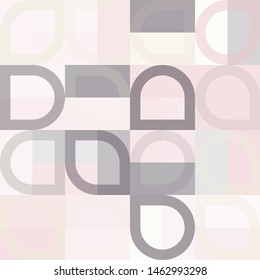 Grafic pattern with abstract geometric shapes. Differen shades of grey and pink color. Vector illustration