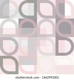 Grafic pattern with abstract geometric shapes. Differen shades of grey and pink color. Vector illustration