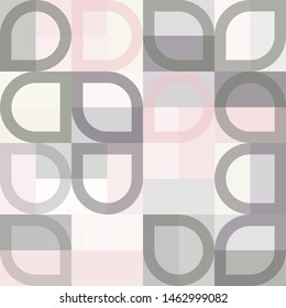 Grafic pattern with abstract geometric shapes. Differen shades of grey and pink color. Vector illustration