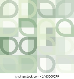 Grafic pattern with abstract geometric shapes. Differen shades of light green color. Vector illustration