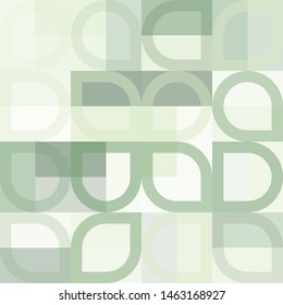 Grafic pattern with abstract geometric shapes. Differen shades of light green color. Vector illustration