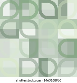 Grafic pattern with abstract geometric shapes. Differen shades of light green color. Vector illustration