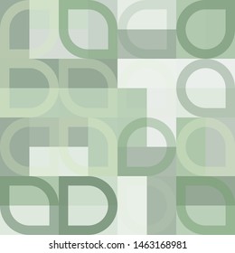 Grafic pattern with abstract geometric shapes. Differen shades of light green color. Vector illustration