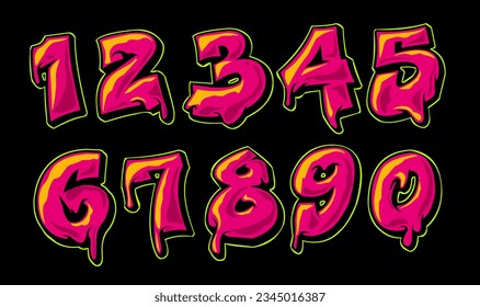 grafiti lettering number set 0 until 9 illustration vector 