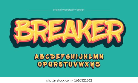 Grafitti Style Yellow Typography Artistic Font