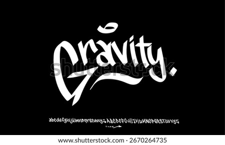 Grafity Font, a dynamic graffiti font for bold, modern marker pen logos, expressive and vibrant titles, and a youthful urban feel. Artistic typography design. Vector typeface.