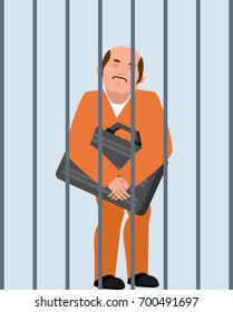 grafter in prison. bribe taker is arrested. boss is behind bars. financial criminal. Suitcase of money