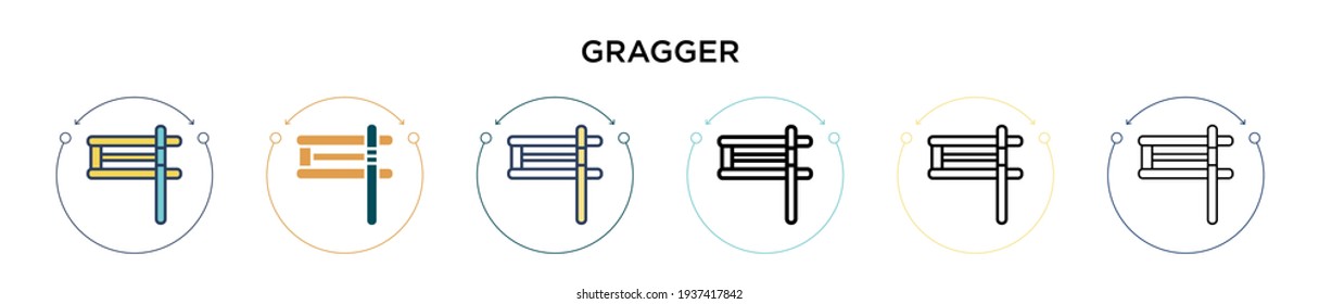 Gragger icon in filled, thin line, outline and stroke style. Vector illustration of two colored and black gragger vector icons designs can be used for mobile, ui, web