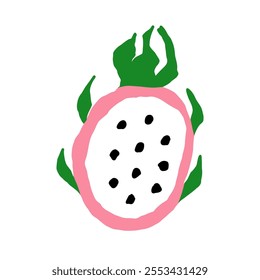 Gragonfruit. Geometry minimalistic organic fruit. Doodle style icon. Vector cartoon flat isolated illustration