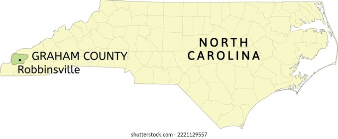 Graham County and town of Robbinsville location on North Carolina state map