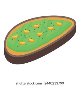 Grain avocado toast icon isometric vector. Bread food. Green slice