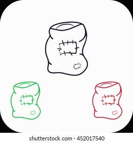 Grain bag Illustration set. Blue, green, red icon.