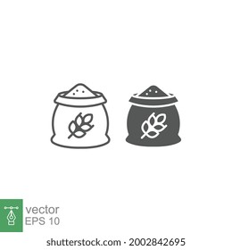 Grain Bag Line And Solid Icon. Bag Of Wheat, Farming Agriculture, Feed Bag, Seed Sack. Bread Flour Logo Pictogram. Vector Illustration. Design On White Background. EPS 10