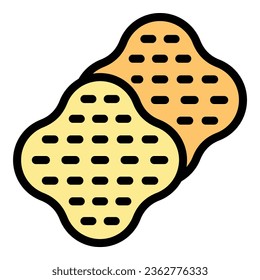 Grain biscuit icon outline vector. Sugar cake. Cracker cookie color flat