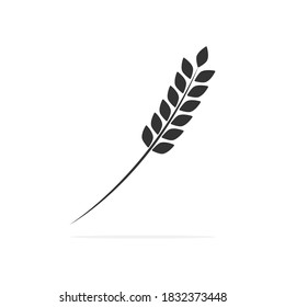 Grain black icon. Ears of wheat illustration isolated on white. Vector illustration. Food symbol.
