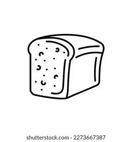 Icono de la línea negra del pan de grano. Panadería. Pictograma para página web