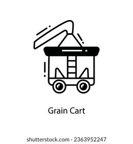 Dibujo de diseño del icono del doodle de la carreta de grano. Símbolo agrícola sobre el fondo blanco archivo EPS 10