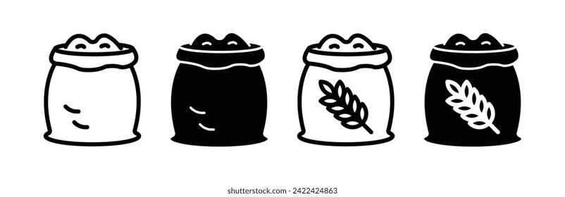 Grain Container Line Icon. Flour Storage Icon in Black and White Color.